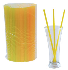 Трубочки для коктейля без изгиба желтые, диаметр 8 мм, 24 см, 250шт