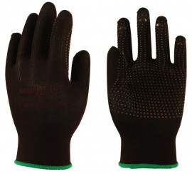 Перчатки нейлоновые черные (пара), с черной ПВХ точкой, размер 9-11
