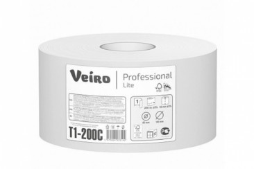Туалетная бумага VEIRO Professional Basic 1 слойная светло-серая 200 м (артикул производителя Т1-200С)